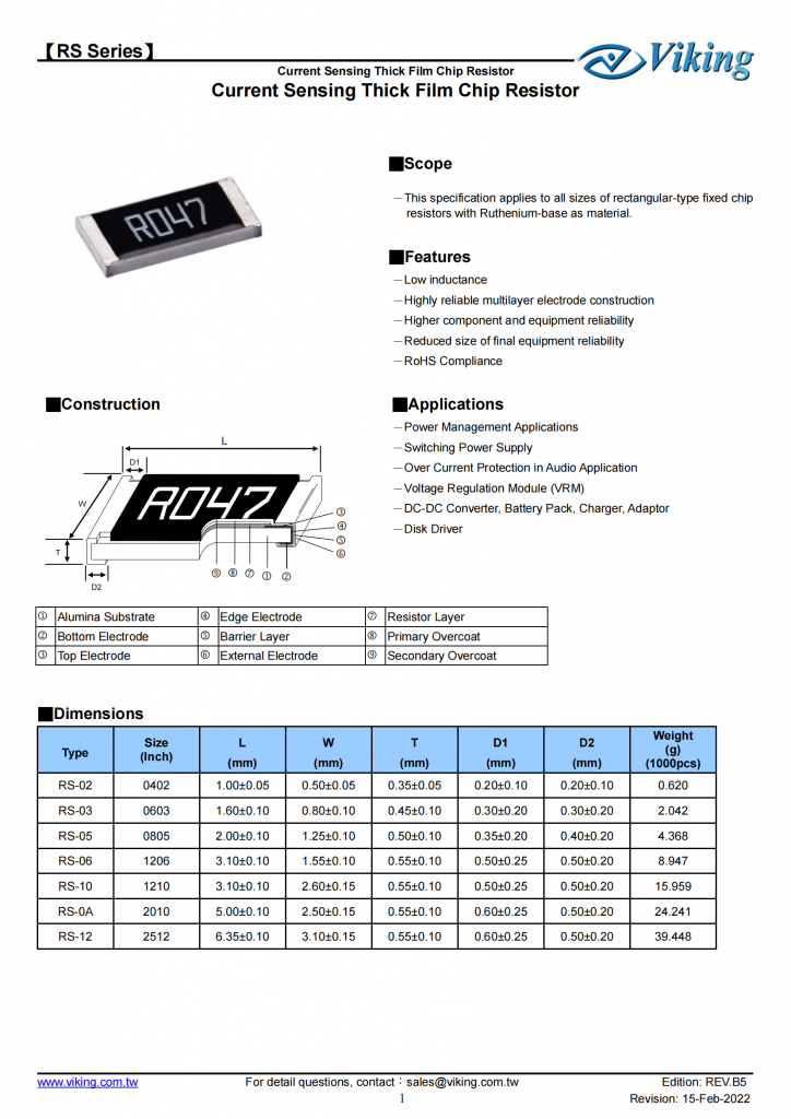 电流传感厚膜片电阻-RS系列    Current Sensing Thick Film Chip Resistor - RS Series